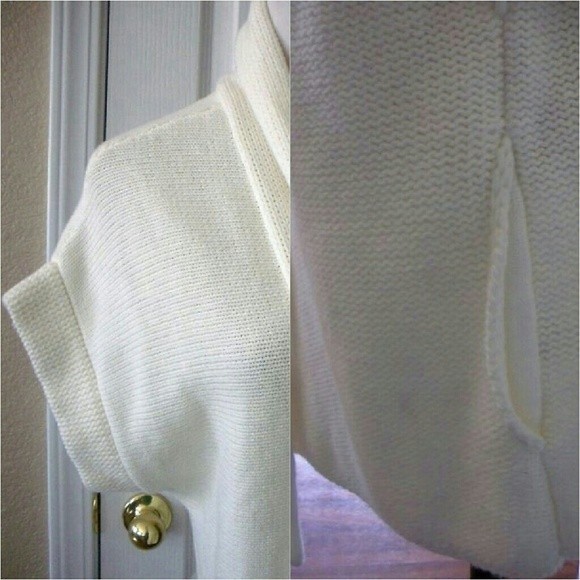 NWT SWEATER DUSTER COAT BELTED OFF WHITE BELTED POCKETS DOLMAN SLEEVE WOMEN M/L - Picture 5 of 5